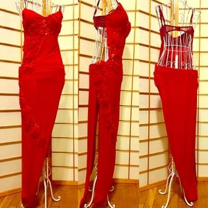 Ballroom Latin Dance Competition Dress,Red. Maxi